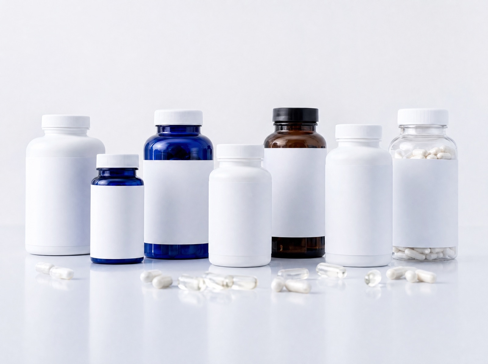 Finished supplement bottles
